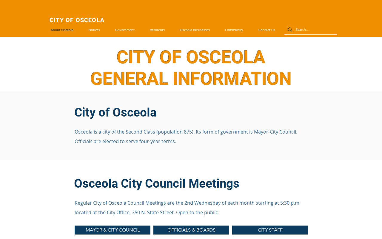 Osceola criminal records context on the official city information page