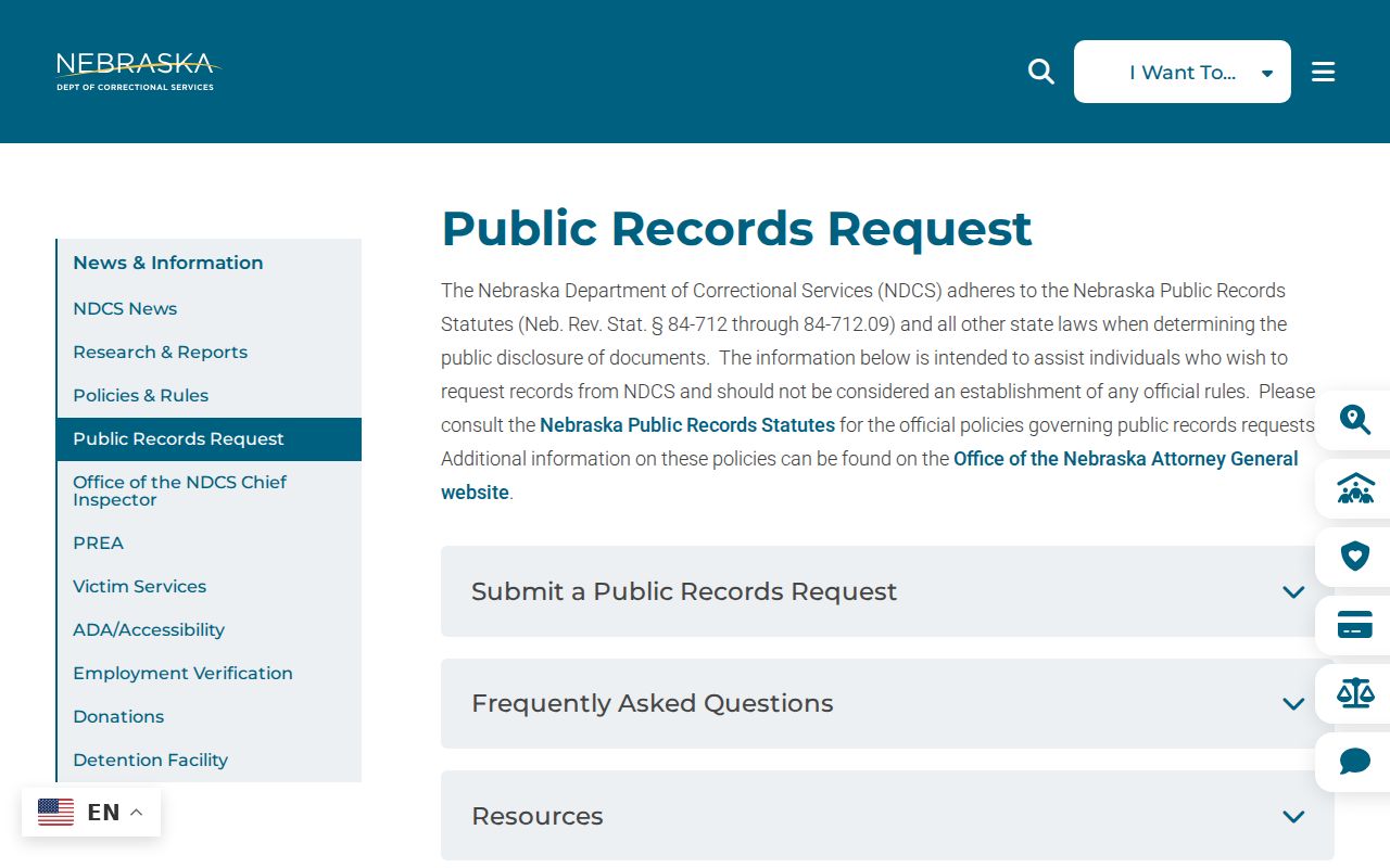 NDCS public records request route for state custody after a Polk County arrest