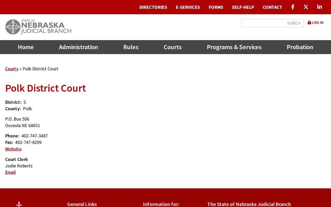 Polk District Court contact for felony criminal court case records