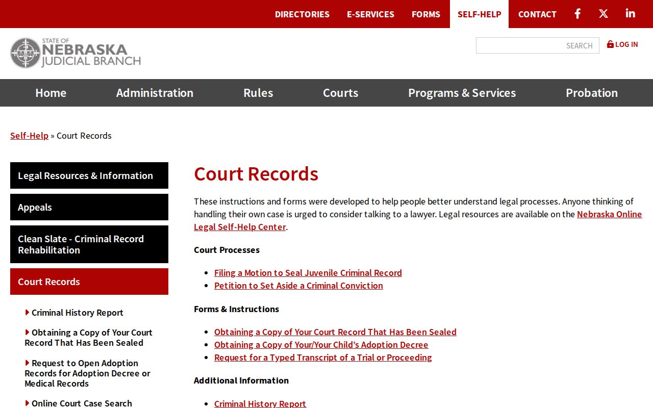 Nebraska court records guidance for Polk County court cases
