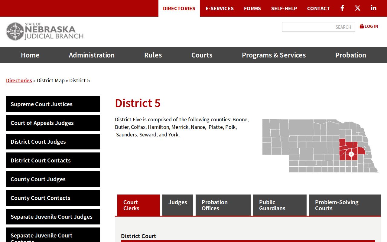 Judicial District 5 directory for Polk County criminal court cases