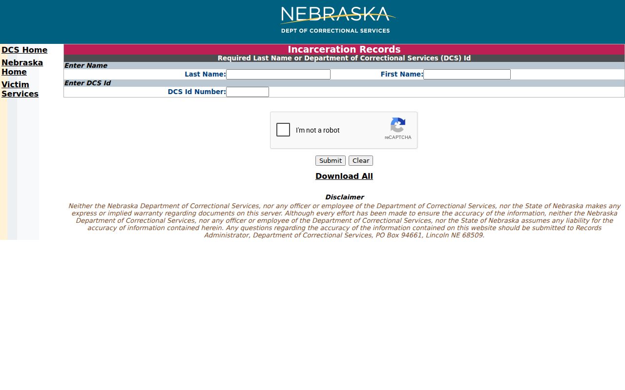 Nebraska NDCS incarceration search for sentenced people from Polk County