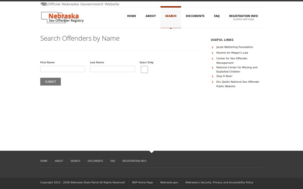 Polk County sex offender registry name search form